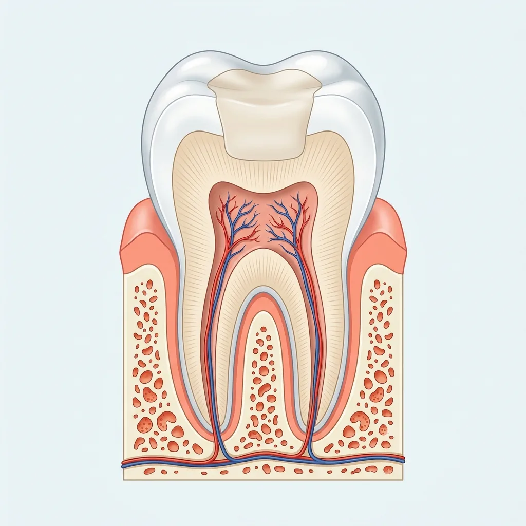 Cross-section illustration of a molar with a tooth coloured filling sealing the chewing surface